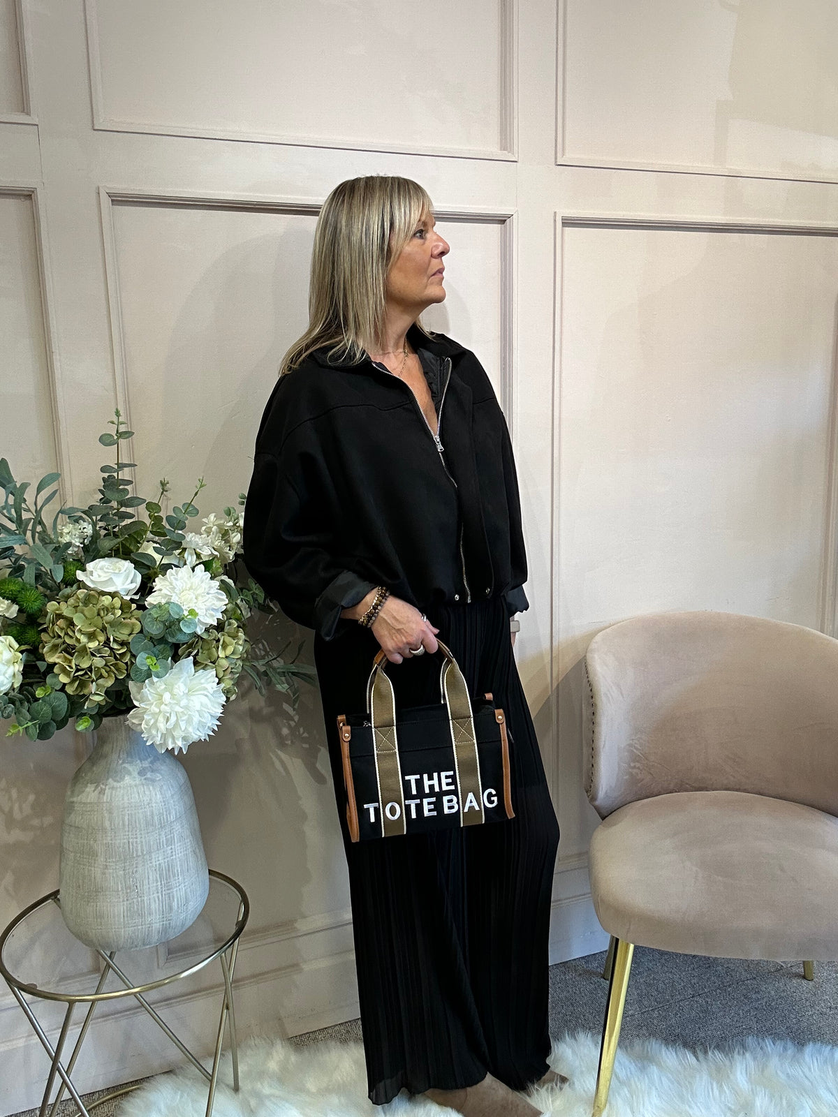 Suedette Zipped Jacket - Black