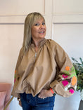 Load image into Gallery viewer, Floral Detailed Sleeve Jacket - Caramel
