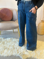 Super Wide Full Length Jeans- Blue Denim - Wardrobe By Simone