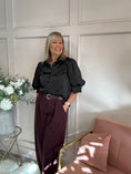Load image into Gallery viewer, Satin Puff Sleeve Shirt - Black

