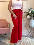 Load image into Gallery viewer, Tie Belt Wide Pant - Red - Wardrobe By Simone
