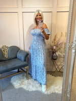 Ditsy Flowers Maxi Dress - Blue/White