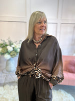Silky Feel Shirt - Brown/Leopard - Wardrobe By Simone