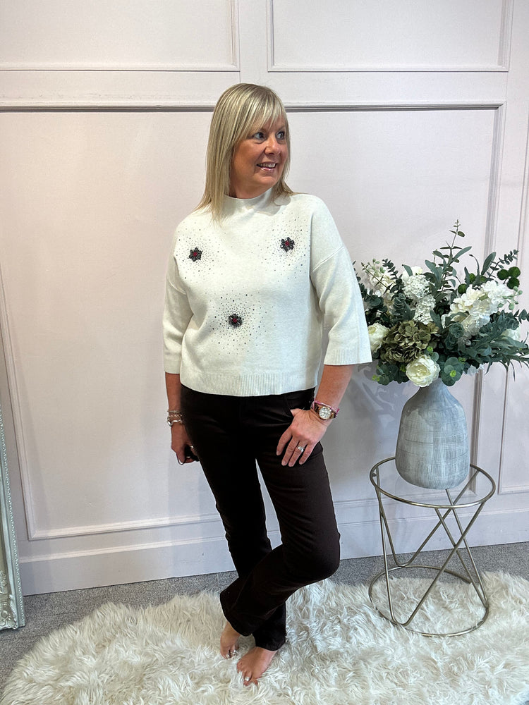 Sparkle Detail Jumper  - Cream