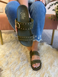 Load image into Gallery viewer, Julia Gold Stud & Buckle Sandal - Olive
