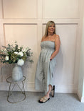 Load image into Gallery viewer, Elasticated Bodice & Gingham Jumpsuit - Taupe/White
