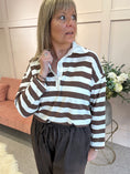 Load image into Gallery viewer, Striped Rugby Shirt Top - Brown/White - Wardrobe By Simone
