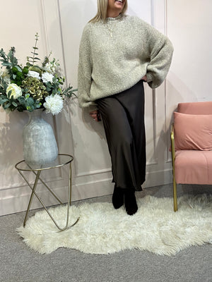 Satin Maxi Skirt - Chocolate Brown