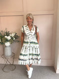 Load image into Gallery viewer, Button Detail Midi dress - Green/Cream - Wardrobe By Simone
