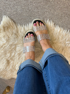 Itsy Bitsy Sparkle Band Wedge - Black/Clear