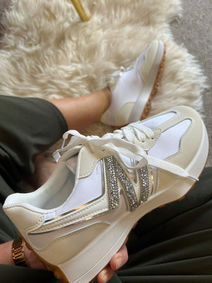 Bling Silver Flash Trainer - White - Wardrobe By Simone