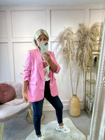 Ruched Sleeve Blazer - Pink - Wardrobe By Simone