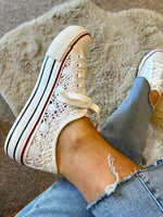 Lace Canvas Trainer - White - Wardrobe By Simone