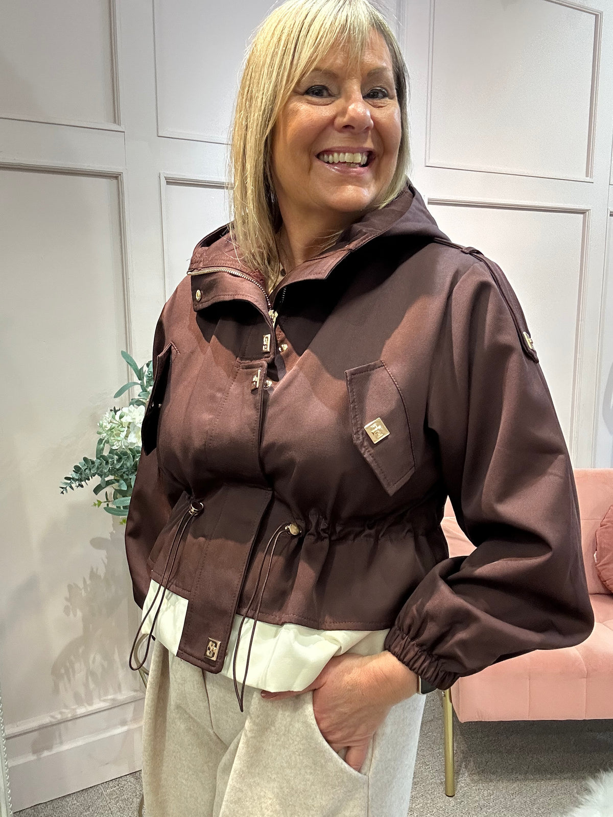 Short Hooded Jacket - Plum - Wardrobe By Simone