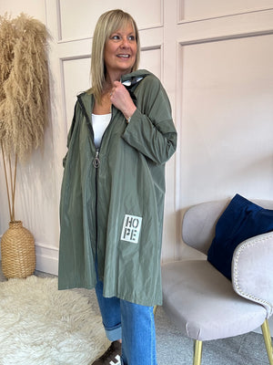 Oversized Hooded Shower Mac - Khaki