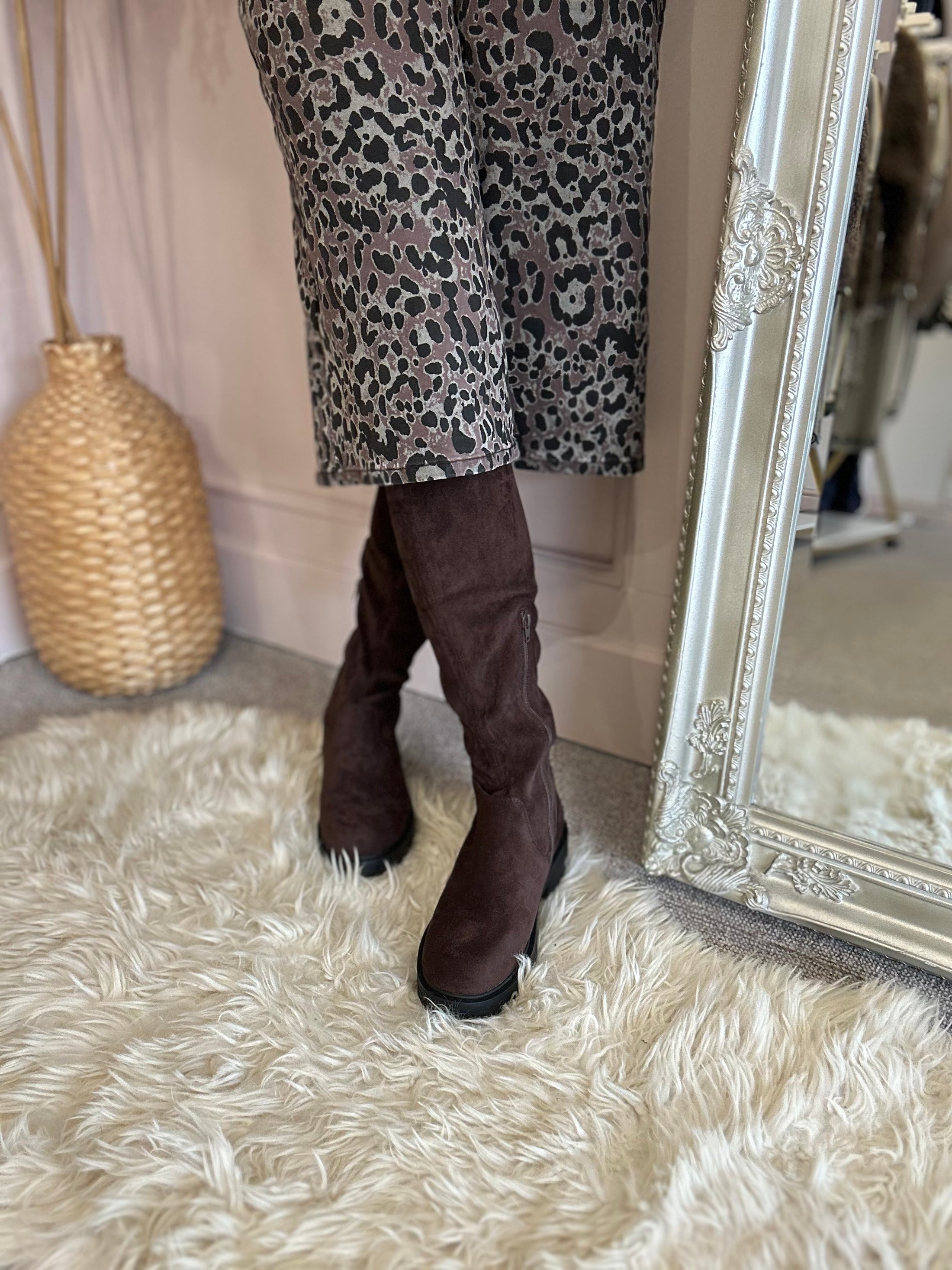 Knee High Pull On Boot - Brown