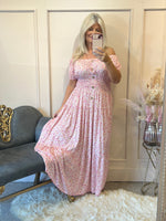 Ditsy Flowers Maxi Dress - Pink/White