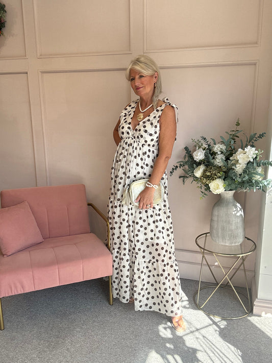Spotty Dotty Dress - Cream/Brown - Wardrobe By Simone