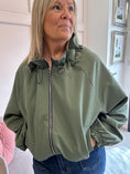 Load image into Gallery viewer, Ruffle Collar Zip Jacket - Khaki Green

