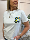 Load image into Gallery viewer, Crochet Pocket T-Shirt - White/Yellow - Wardrobe By Simone
