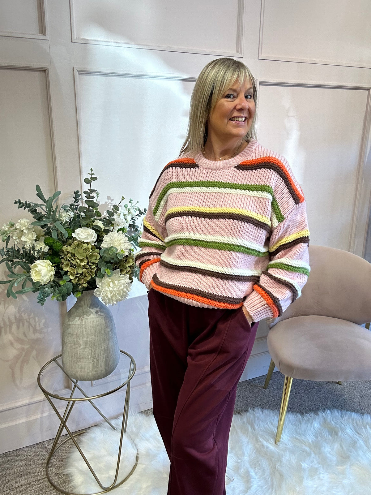 Candy Striped Jumper - Pink