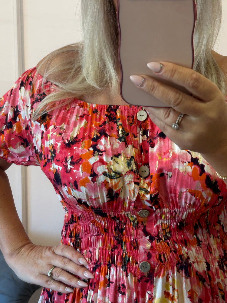 Floral Print Midi Dress - Corals - Wardrobe By Simone