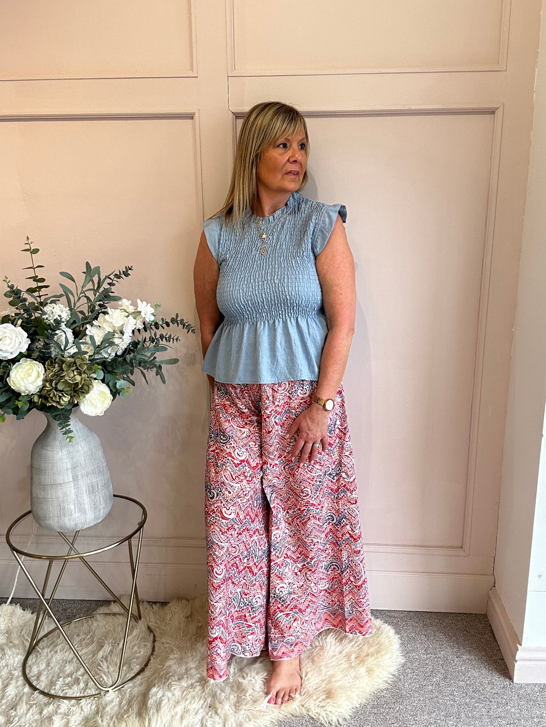 Cute Peplum Top  - Slate Blue - Wardrobe By Simone