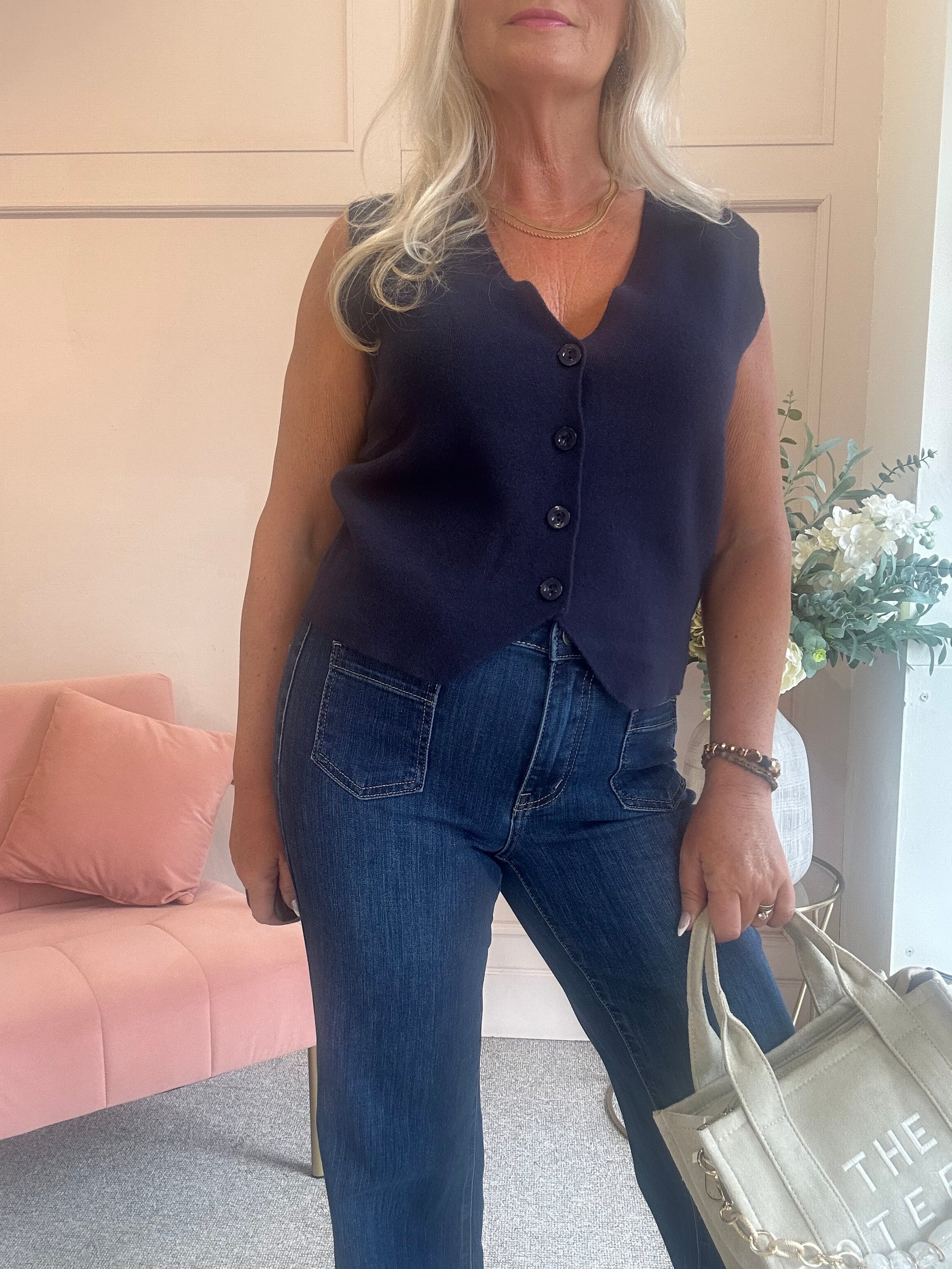 Knit Waistcoat - Navy