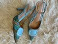 Load image into Gallery viewer, Kitten Heel Slingback Shoe - Blue/Mix - Wardrobe By Simone
