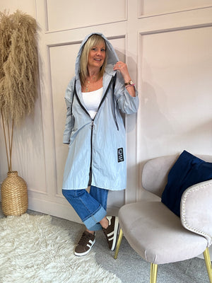 Oversized Hooded Shower Mac - Light Grey