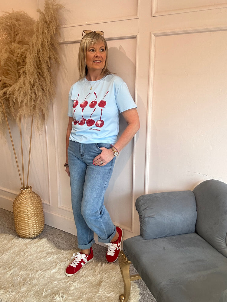 Cherry Gems T Shirt - Powder Blue