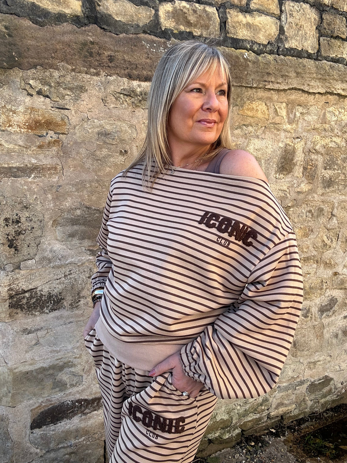 Iconic Stripe Lounge Set - Camel/Brown