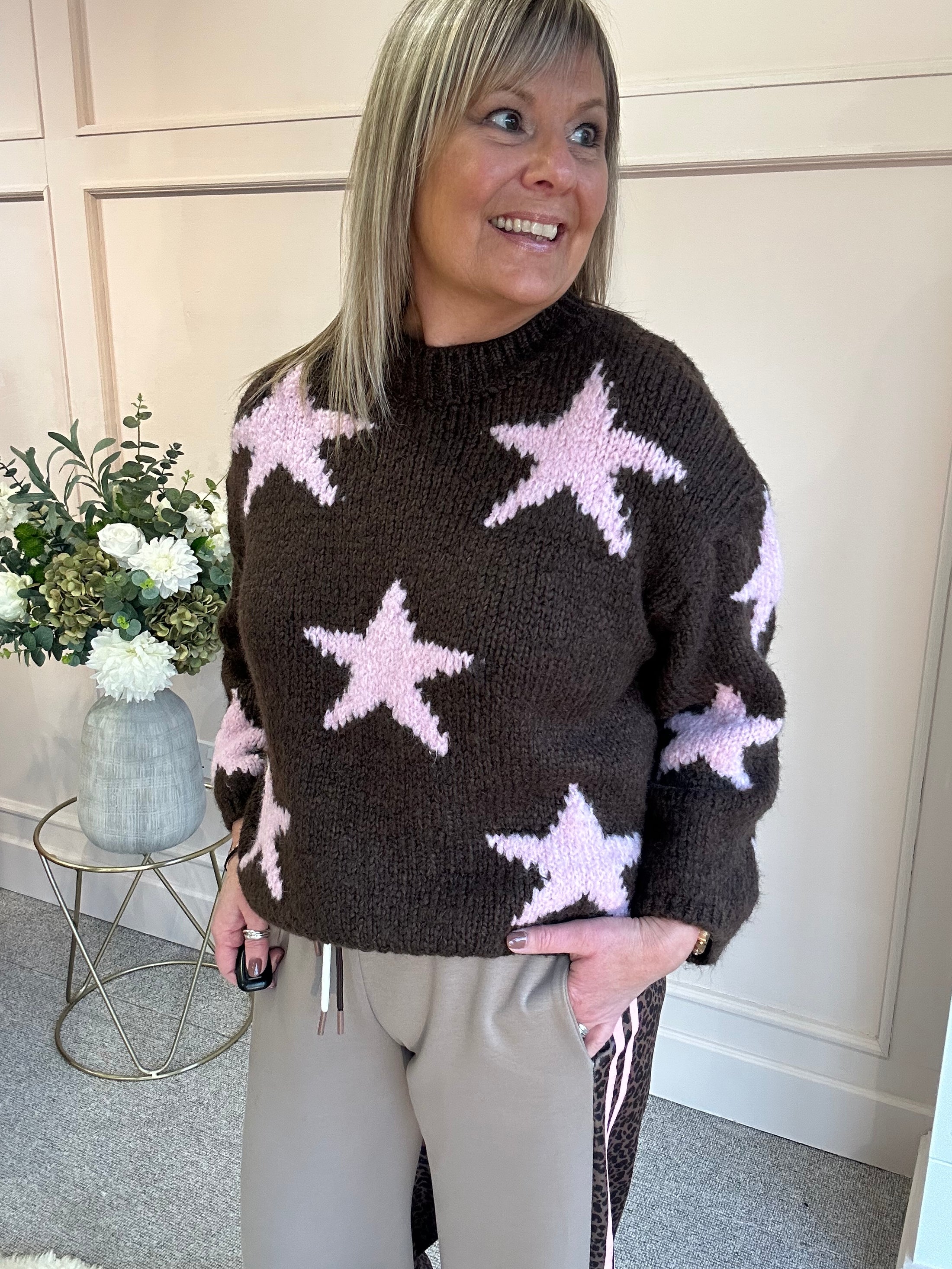 Star Jumper - Brown/Pink