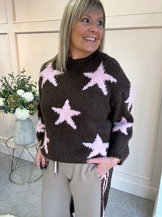 Star Jumper - Brown/Pink