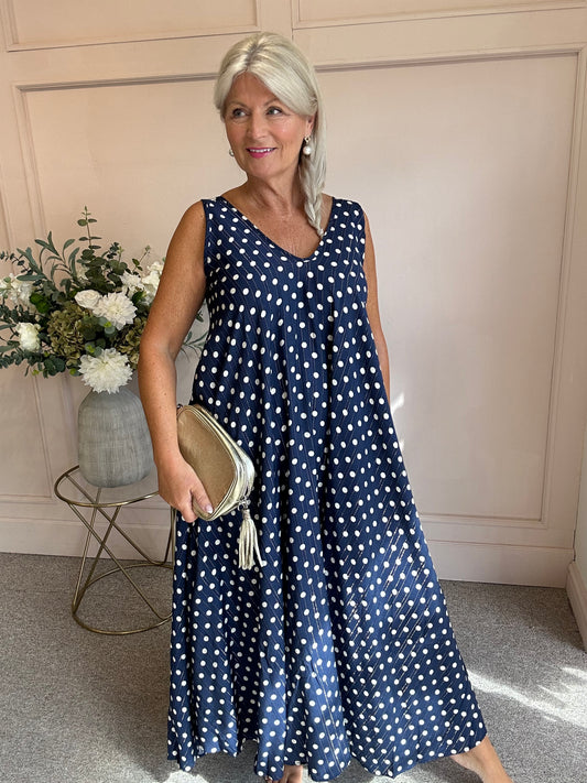 Polka Dot With Gold Shimmer - Navy/White - Wardrobe By Simone