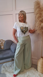 Khaki/Gold Melting Heart T Shirt - White