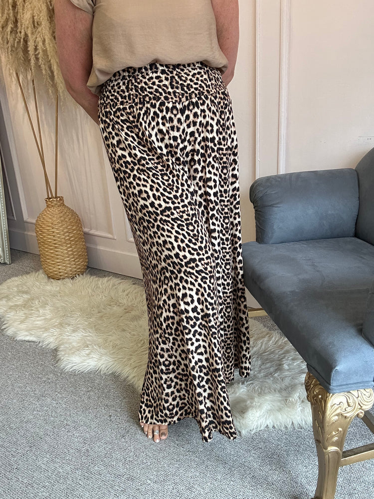 Cheetah Wide Leg Pant - Browns/Black