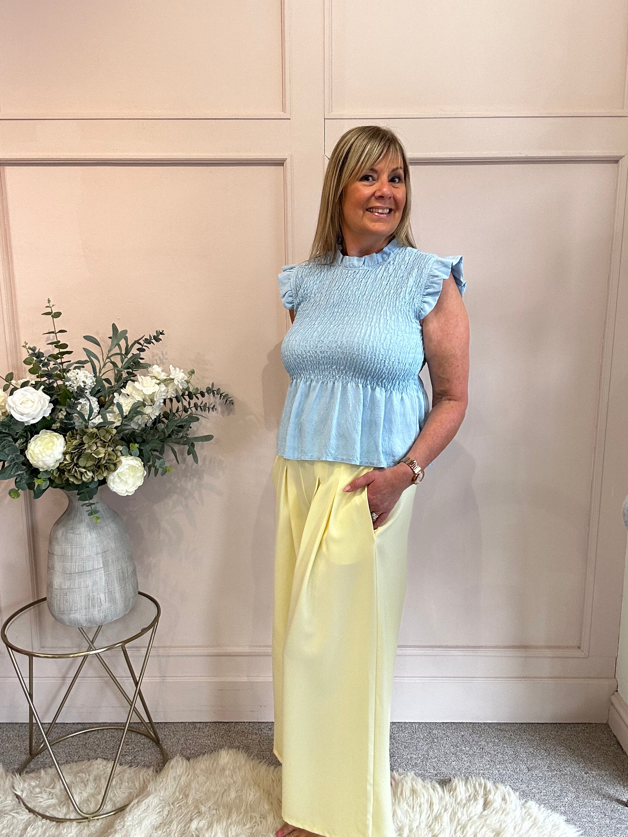 Cute Peplum Top - Baby Blue One Size