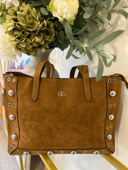 Tan Silver Stud Bag -  Tan