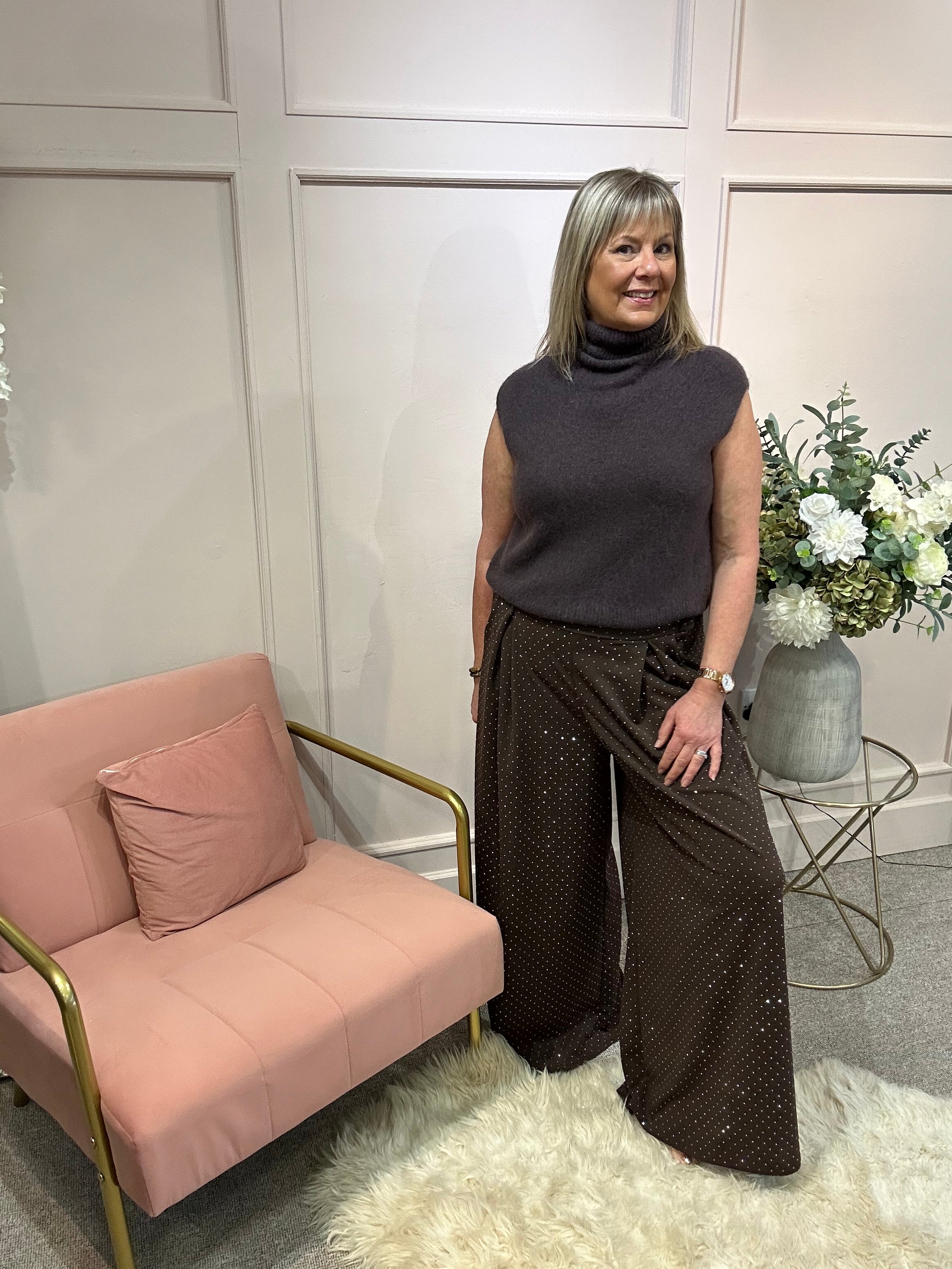 Roll Neck Cosy Tank Jumper - Chocolate Brown