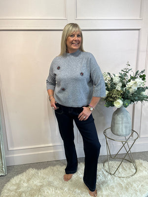 Sparkle Detail Jumper  - Grey