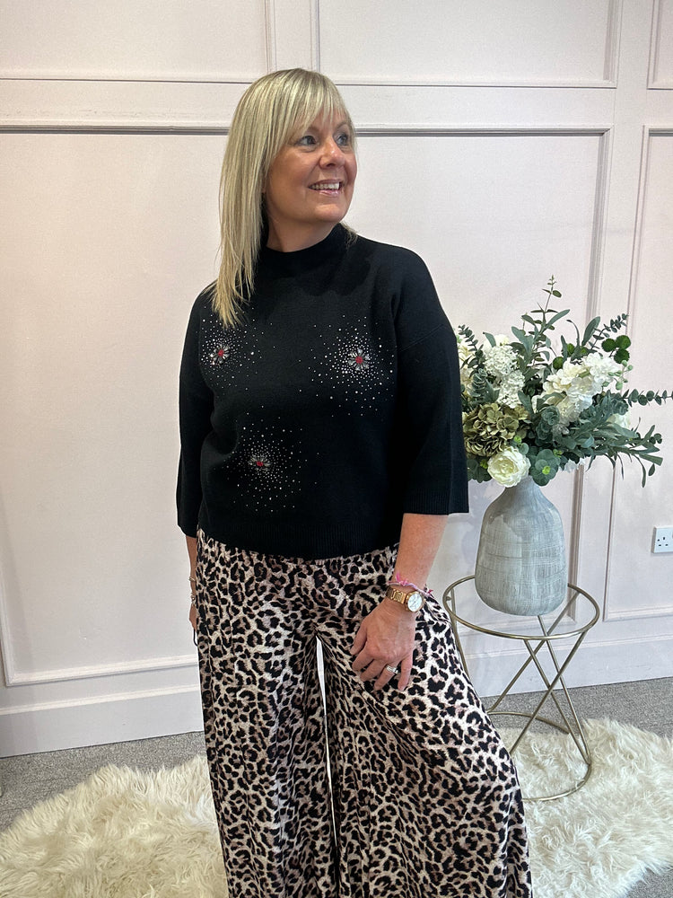 Sparkle Detail Jumper  - Black