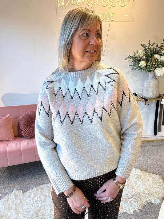 Alpine Ski Jumper - Beige/Pink