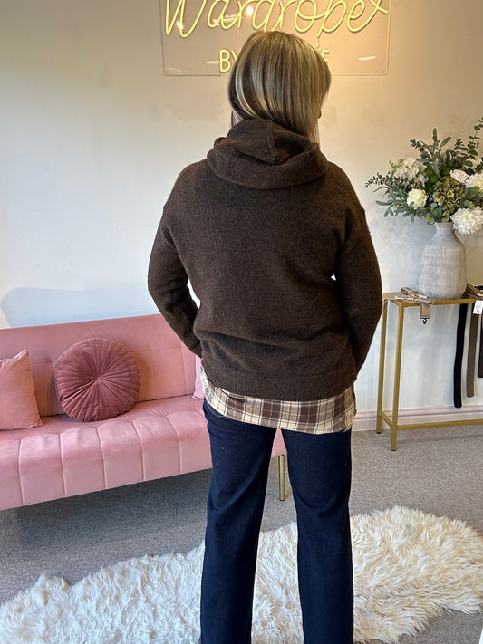 Oversized Hoody Jumper - Brown