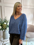 Load image into Gallery viewer, V Neck Knit Jumper - Blue
