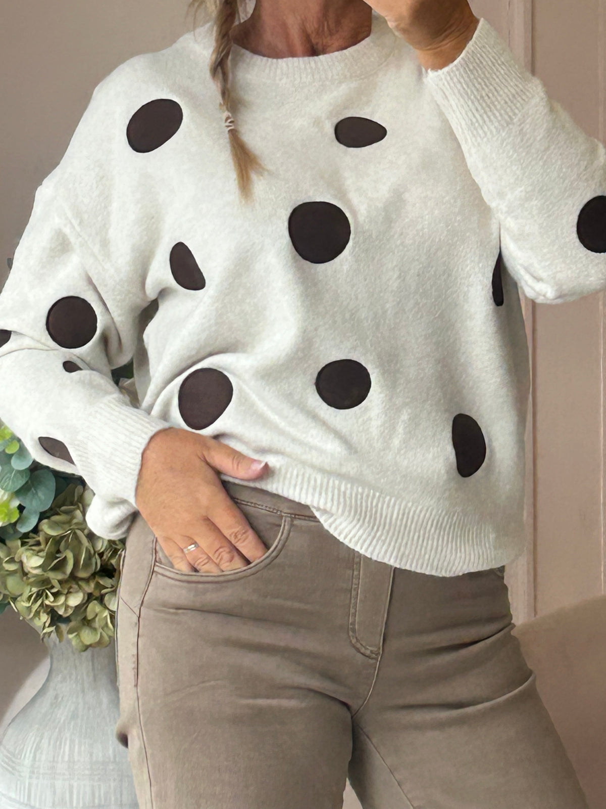 Spot Jumper - Cream/Brown