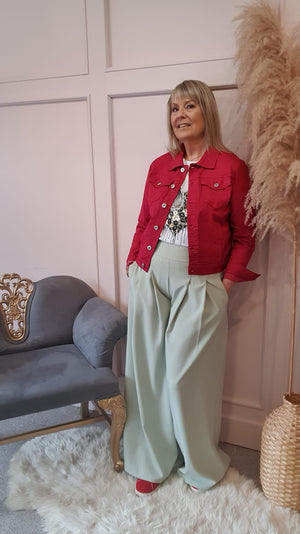 Denim Jacket - Raspberry - Wardrobe By Simone