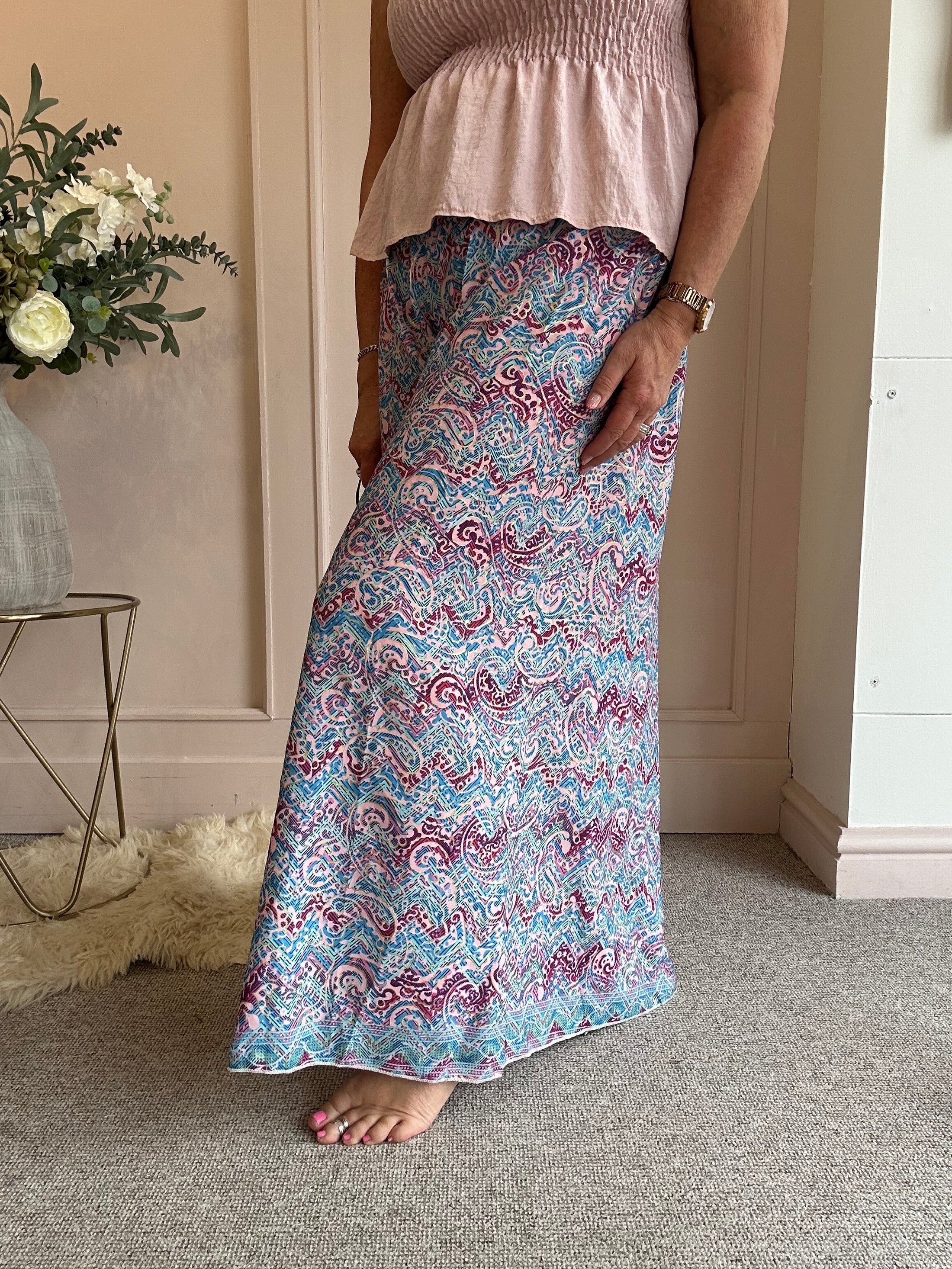 Paisley & Fleck Of Gold Wide Pant - Turquoise