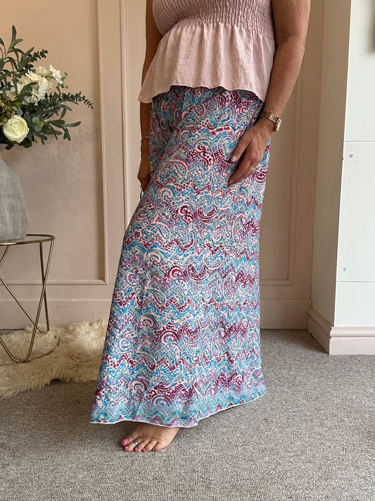 Paisley & Fleck Of Gold Wide Pant - Turquoise