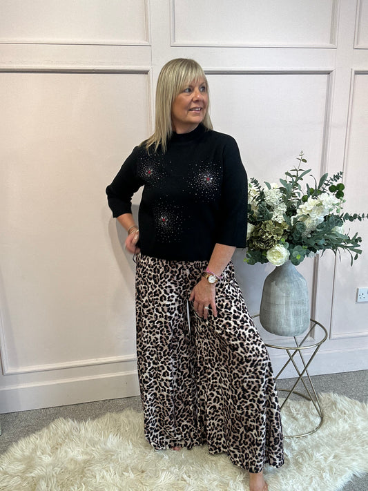 Sparkle Detail Jumper  - Black - Wardrobe By Simone